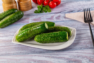 Homemade lightly salted cucumbers snack