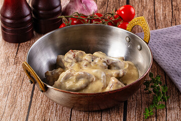Beef stroganoff stew meat with cream
