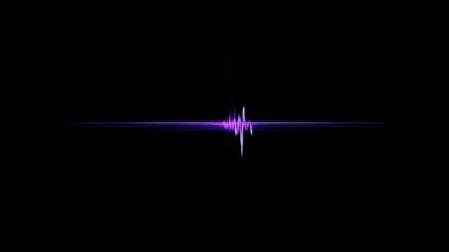 Abstract audio waveform in purple color with lines against black backdrop