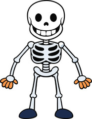 Goofy Skeleton Cartoon Halloween Vector
