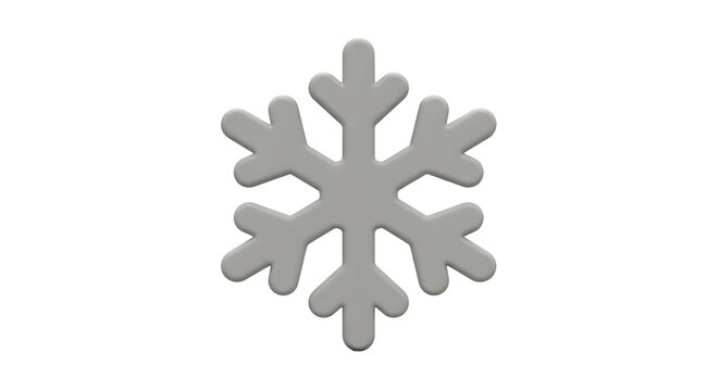 Gray Snowflake Icon on White Background for Winter Weather Symbols