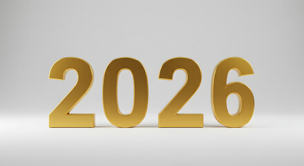 Golden 2026 numbers on plain gray background