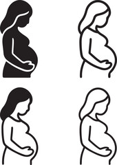 Pregnancy icon set, expecting mother icons, baby care symbols, maternity vector design, pregnancy icon collection, modern pregnancy icons, isolated pregnancy icon set