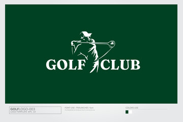 Golf Club Vector Logo Template. Simple logo illustration with a man golf player.