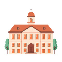 Classic building with dome and trees in a minimalist style  