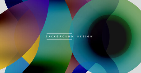 Fototapeta premium Abstract colorful overlapping circles create dynamic visual effect. Modern design elements suggest fluidity, energy, innovation.
