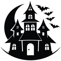 haunted house vector icon on white background