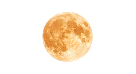 Full Moon in Bright Orange Color Set Against White Background