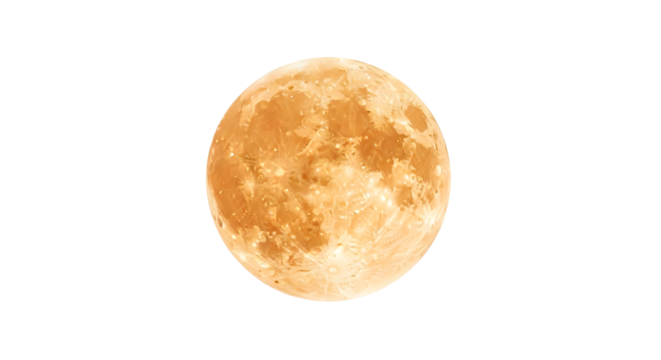 Full Moon in Bright Orange Color Set Against White Background