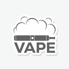 Vape pen equipment for smoking icon sticker isolated on gray background