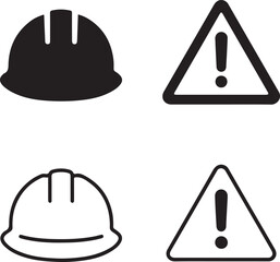 Work safety icon set, safety helmet icons, hazard warning symbols, work safety vector, work safety icon collection, modern work safety icons, isolated work safety set, work safety design icons