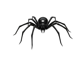 Realistic 3D black spider isolated on transparent background, perfect for Halloween designs, decorations, and creepy themed visuals.