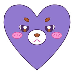 Purple heart with cute face