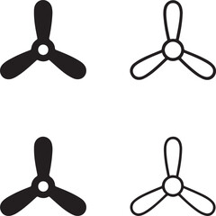 Propeller icon set, airplane propeller icons, aviation fan symbols, aircraft propeller icon vector, propeller design collection, minimal propeller icon set, isolated propeller icons