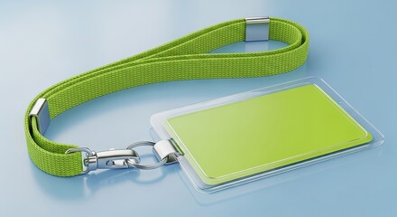 Green Lanyard and Blank ID Card Holder for Access or Identification