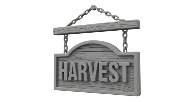Wooden Harvest Sign Hanging in Gray Color for Farm or Market Display