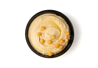 Hummus in bowl, houmous dip, chickpea humus tahini sauce, middle eastern spread