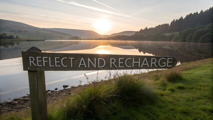 Sunrise Over Lake Reflecting Natural Scenery and Serene Landscape