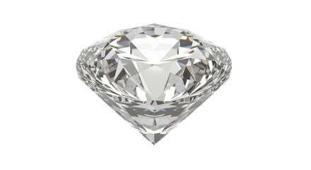 Bright Sparkling Diamond Cut Gemstone on White Background with Reflective Shine