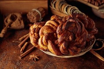 Traditional Scandinavian soft pretzels with cinnamon and sugar.