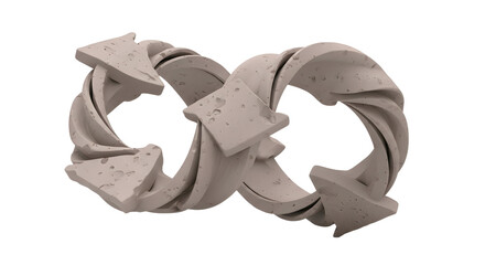 Concrete Interlocked Chain Link Structure on White Background