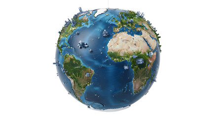 Digital Earth Globe with Network Connections in Space Environment