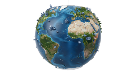 Digital Earth Globe with Network Connections in Space Environment