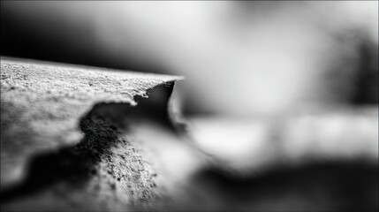 Abstract monochrome macro photograph of a rough surface texture and shadow