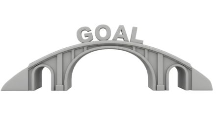 Gray Arch Bridge with Large Goal Word on Top Symbolizing Achievement and Success