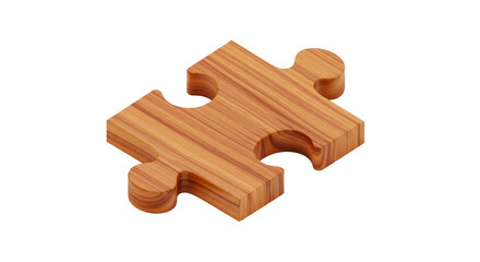 Wooden Puzzle Piece Isolated on White Background