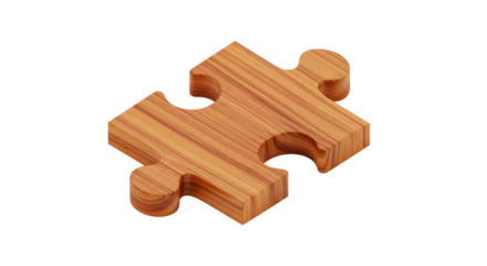 Wooden Puzzle Piece Isolated on White Background