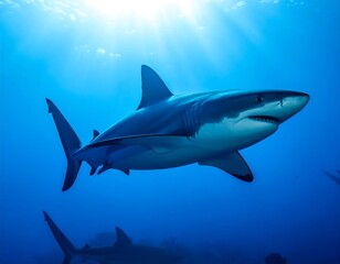 Naklejka premium Shark in deep blue ocean