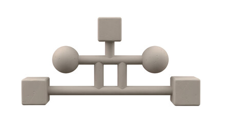 Abstract Geometric Sculpture with Spheres and Cubes in Neutral Color