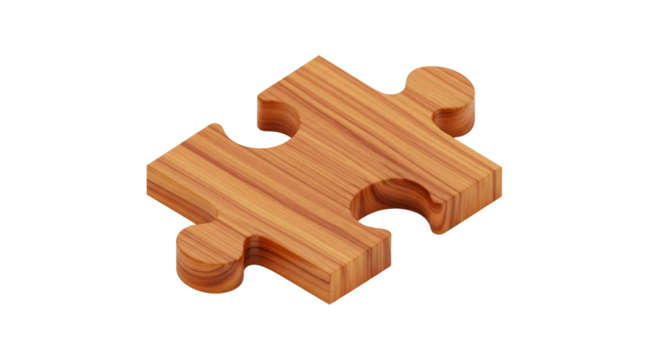 Wooden Puzzle Piece Isolated on White Background