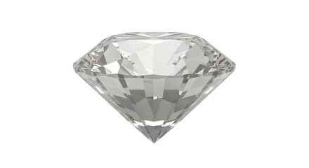 Elegant Clear Diamond Gemstone with Sparkling Facets on White Background