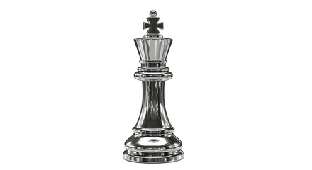 Elegant Silver Chess King Piece on White Background for Strategy and Competition Themes