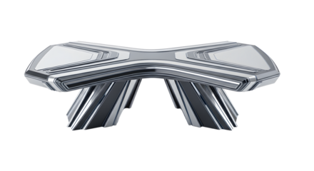 Futuristic Metallic Bench with Sleek Modern Design in Silver and Gray