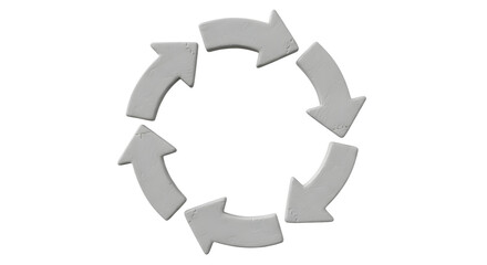 Gray Circular Arrows Icon on White Background for Recycling Sustainability