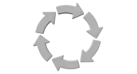 Gray Circular Arrows Icon on White Background for Recycling Sustainability