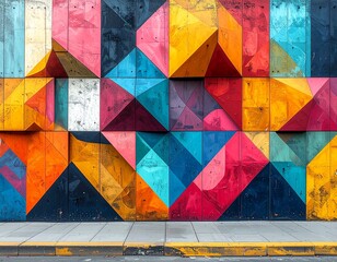 3D Street Mural of Geometric Patterns