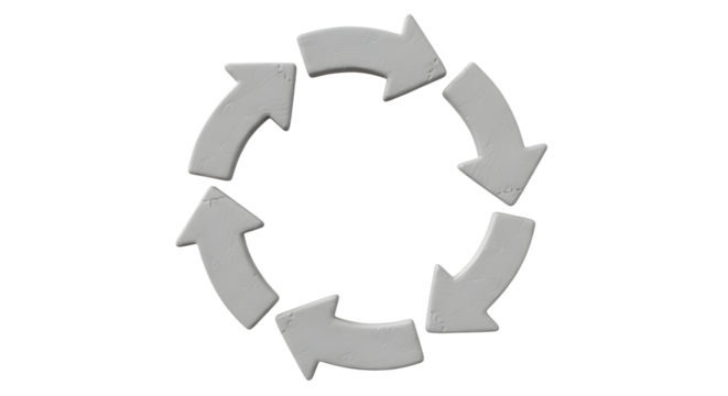 Gray Circular Arrows Icon on White Background for Recycling Sustainability