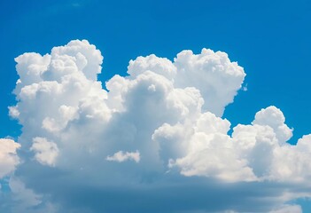 Naklejka premium Abstract fluffy white cloudscape, various shapes and sizes in blue sky, vector art, clouds