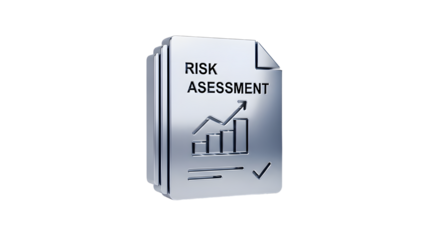 Risk Assessment Document with Graph and Checkmark in White Background