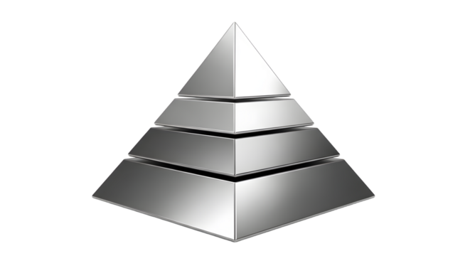 Silver Metallic Pyramid Sculpture Modern Geometric Design Artistic Display