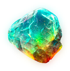 Abstract Gemstone with Colorful Light Effects and Transparent Background