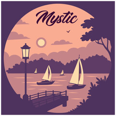 Naklejka premium Mystic lakeside sunset