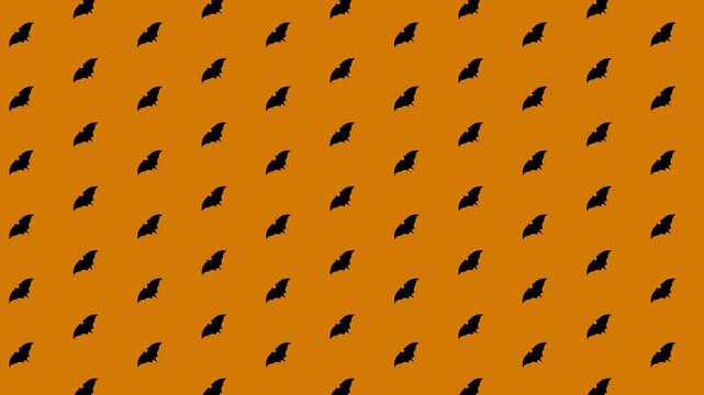 Seamless Halloween Black Bat Pattern Background Loop