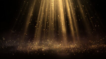 Experience the magic with golden light rays and shimmering particles, perfect for elegant designs, holiday themes, and creating a festive atmosphere