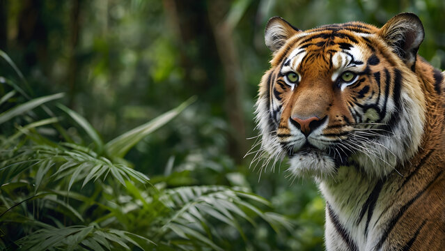 portrait of a majestic tiger in nature