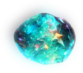 Abstract Crystal Gemstone Within Blue Iridescent Sphere Sparkling Blue And Green Hues With Transparent Background